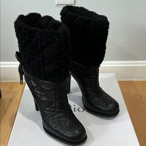 Dior Black Fur-Lined Heeled Boots